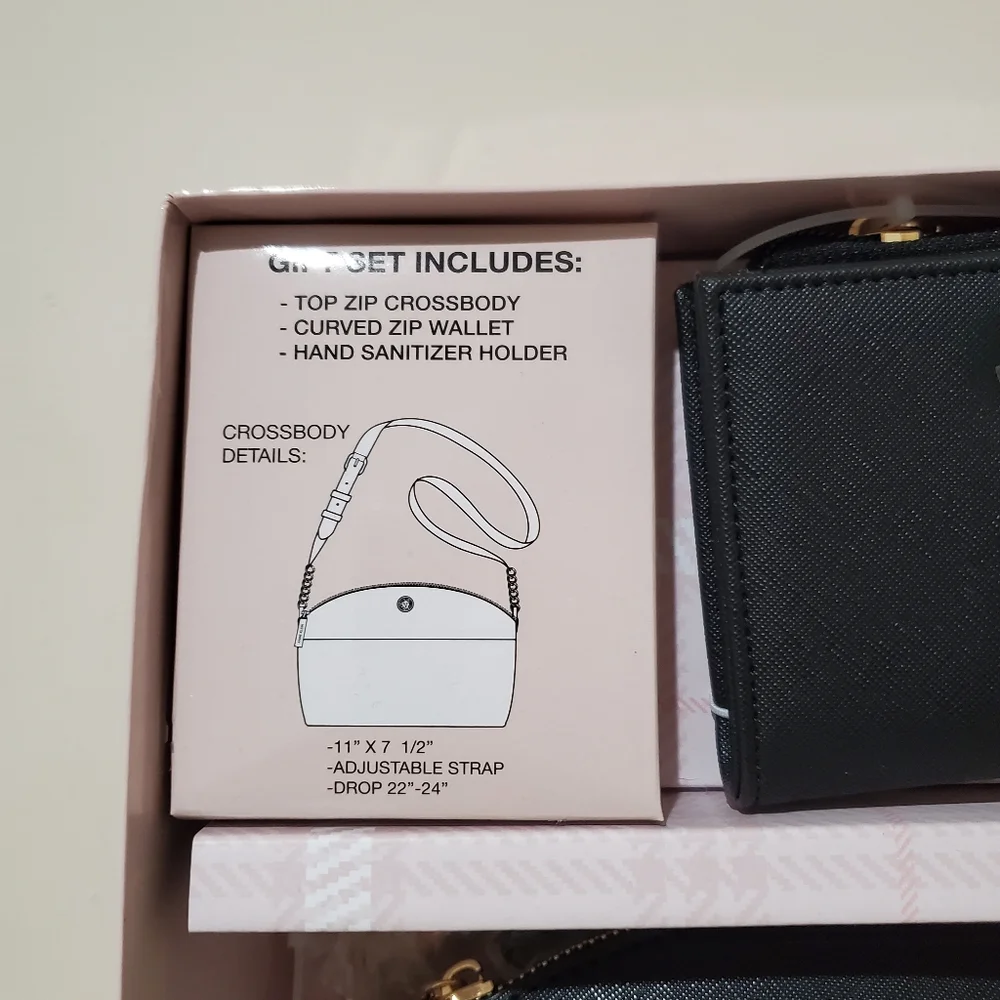 Anne Klein Gift Set Top Zip Crossbody, Curved Zip Wallet, Hand Sanitizer… - Picture 6 of 7